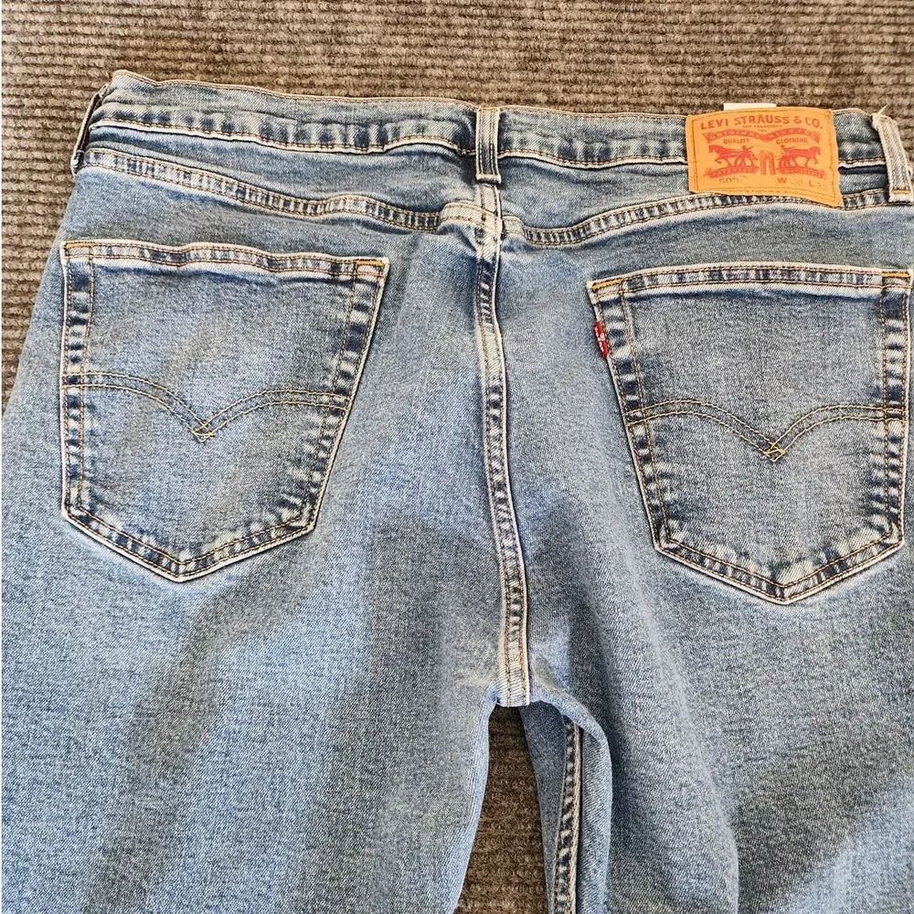 Levis 505 Mens 36x32 Blue Medium Wash Denim Jeans Regular Fit